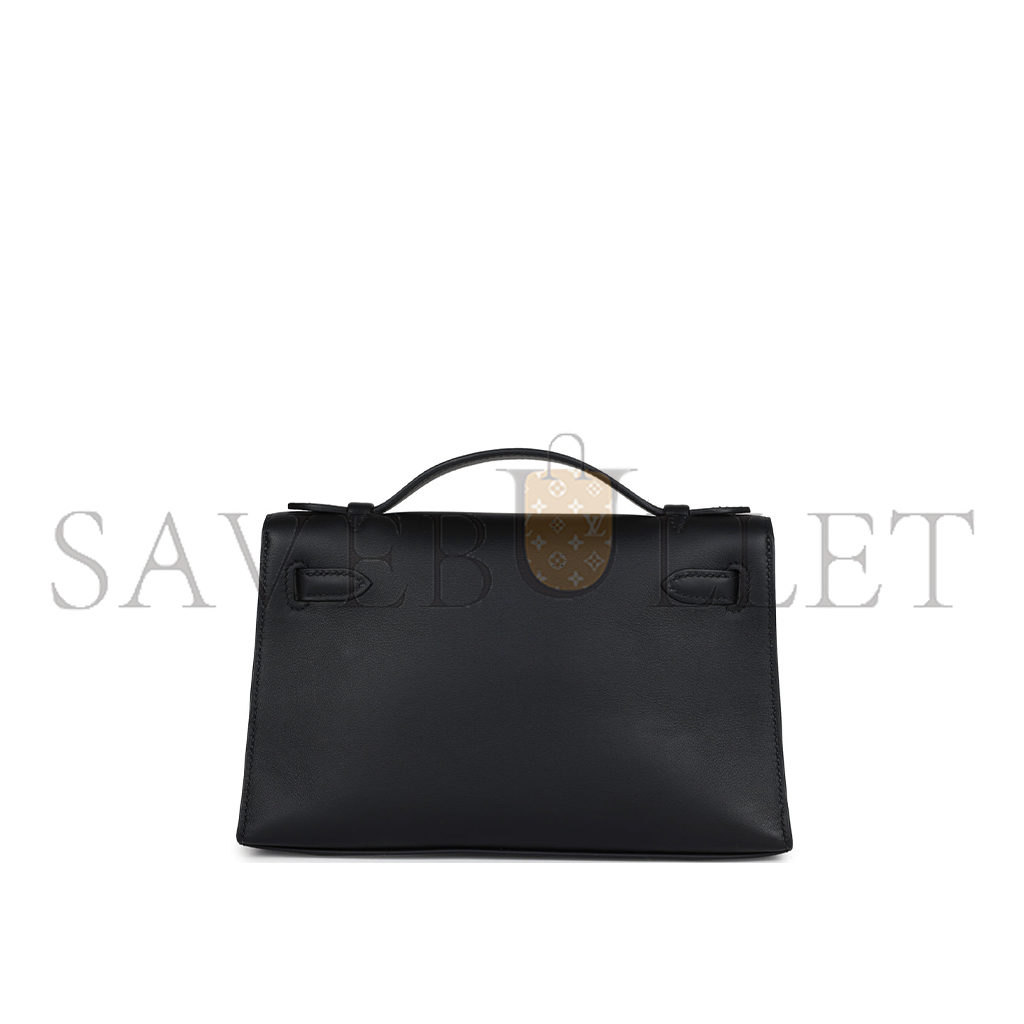 H**mes kelly pochette black swift gold hardware (22*14*7cm)